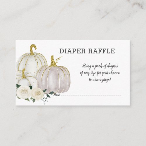 Pumpkin White Roses Diaper Raffle Baby Shower Enclosure Card