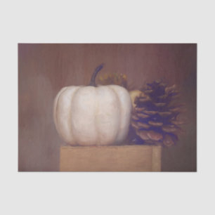 Pumpkin White Rustic Country Painted Autumn Art Tissue Paper