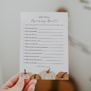 Pumpkin Who Knows Mommy Game Card