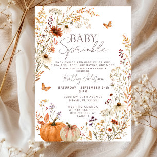 Pumpkin Wildflower Baby Shower Invite