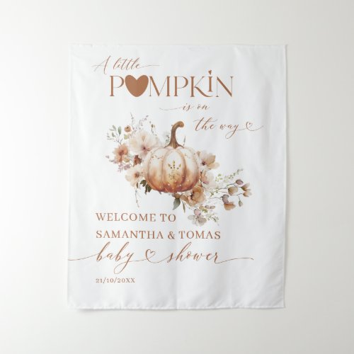 Pumpkin WildFlower Boho Fall Baby Shower diaper Tapestry