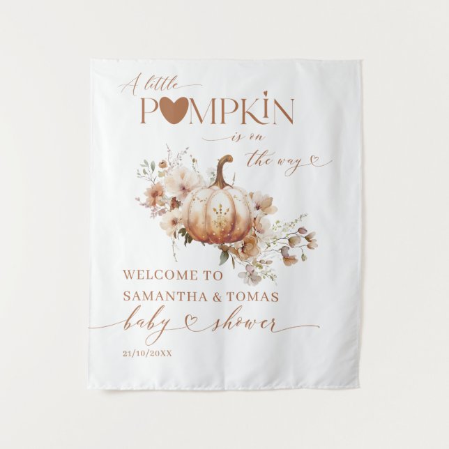 Pumpkin WildFlower Boho Fall Baby Shower diaper Tapestry (Front)