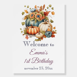 Pumpkin Wildflower Fall Watercolor Birthday Foam Board
