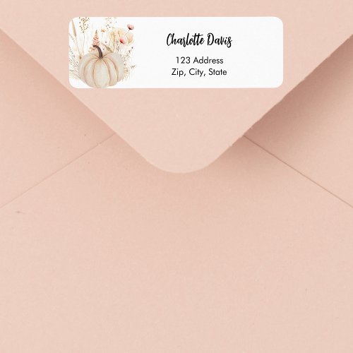 Pumpkin wildflower pink beige return address label