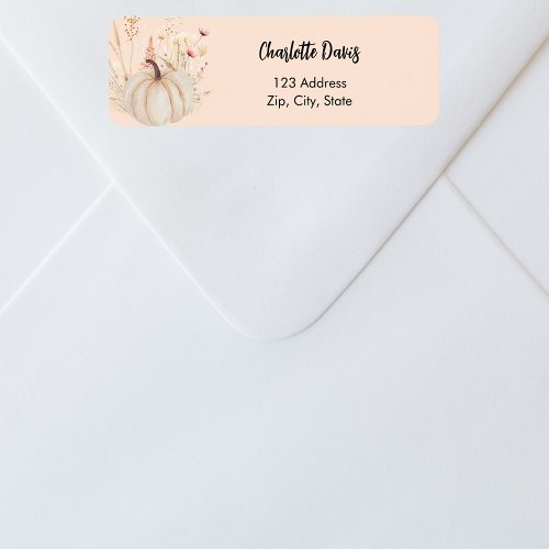 Pumpkin wildflower pink peach return address label