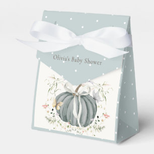 Pumpkin Wildflowers Butterflies Blue Baby Shower Favor Boxes