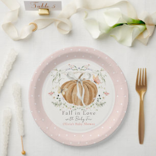 Pumpkin Wildflowers Butterflies Girl Baby Shower Paper Plates