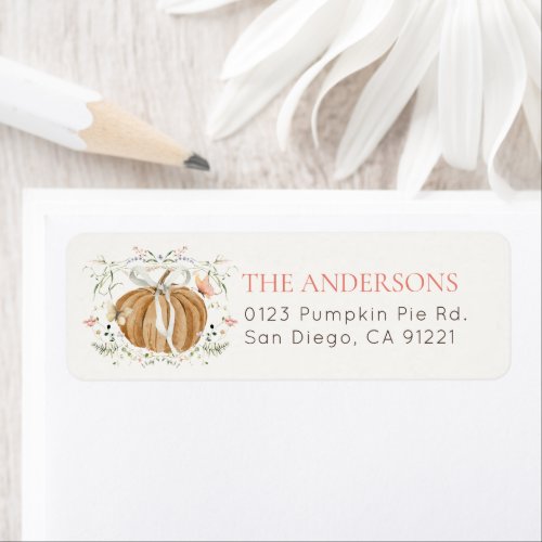Pumpkin Wildflowers Butterflies Return Address Label