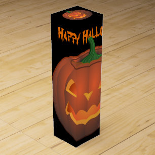 Pumpkin Wine Box Jack-O-Lantern Halloween Gift Box