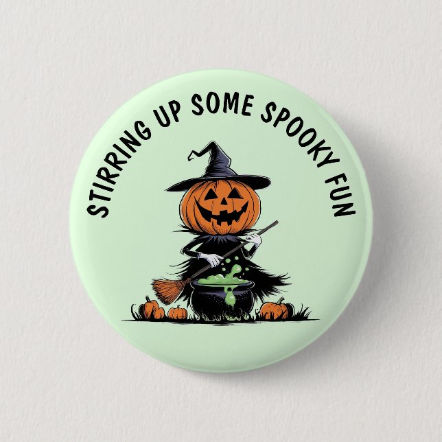 Pumpkin Witch Button (Front)