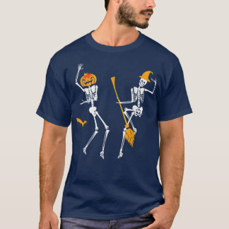 Pumpkin Witch Dance of Death Macabre Skeleton  T-Shirt