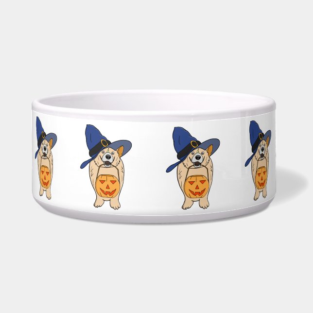 Pumpkin Witch Dog Bowl (Front)