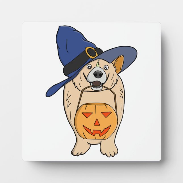 Pumpkin Witch Dog Plaque (Front)
