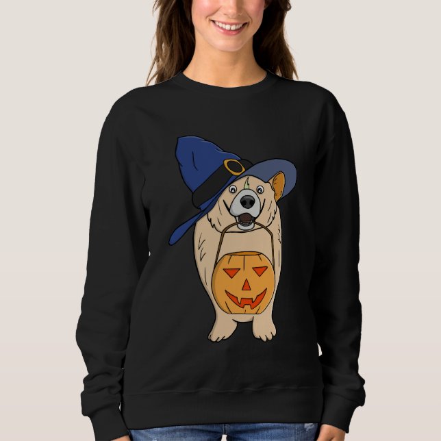 Pumpkin Witch Dog Sweatshirt (Front)