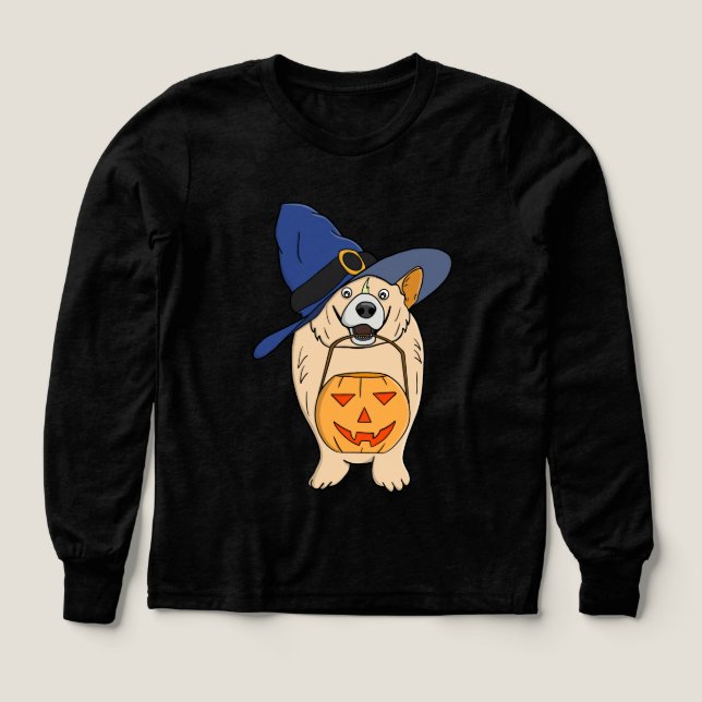 Pumpkin Witch Dog Tri-Blend Shirts (Design Front)