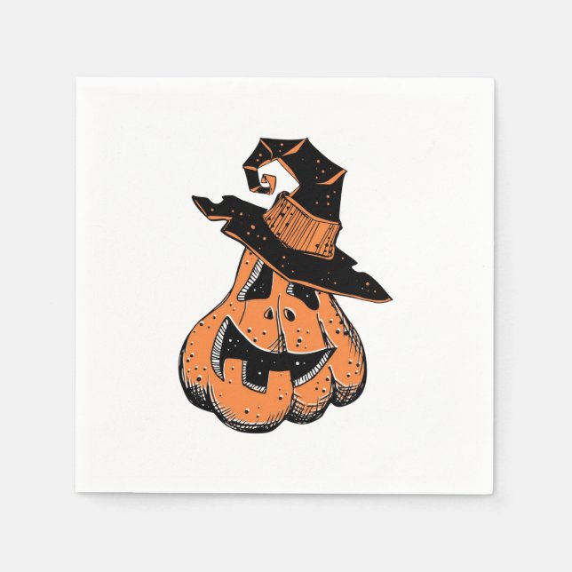 Pumpkin Witch Doodle Napkins (Front)