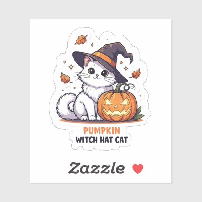 Pumpkin Witch Hat Cat – Cute Halloween Sticker (Sheet)