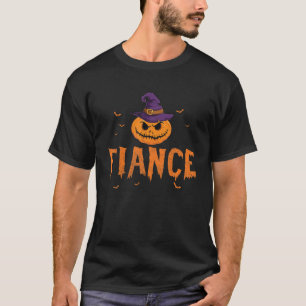 Pumpkin Witch Hat Fiance Funny Matching Family Hal T-Shirt