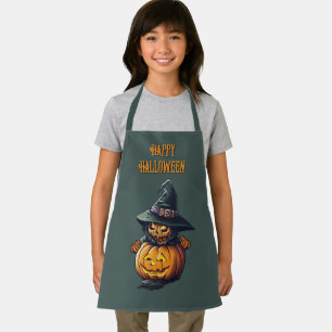 Pumpkin Witch in Cat Costume -  Apron