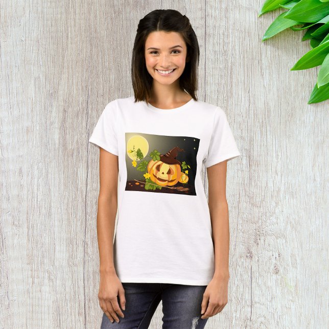 Pumpkin Witch Womens T-Shirt (Creator Uploaded)