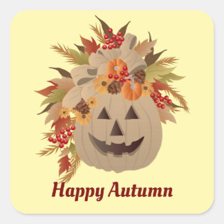 Pumpkin With Fall Floral Bouquet Sticker