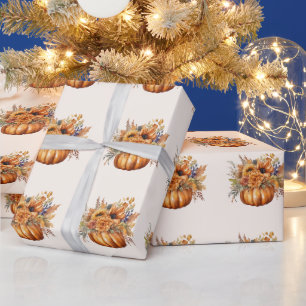 Pumpkin with Flowers- Wrapping Paper