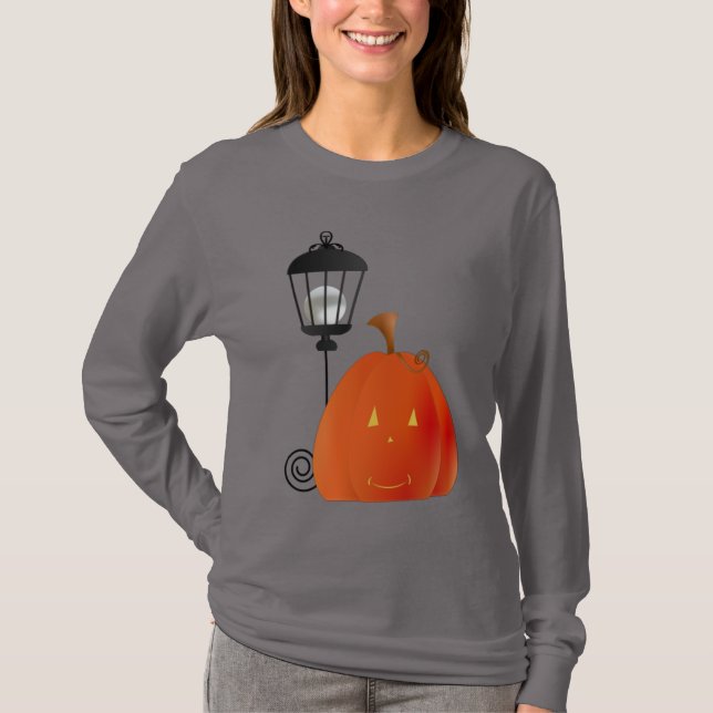 Pumpkin with Lamp Post T-Shirt (Front)