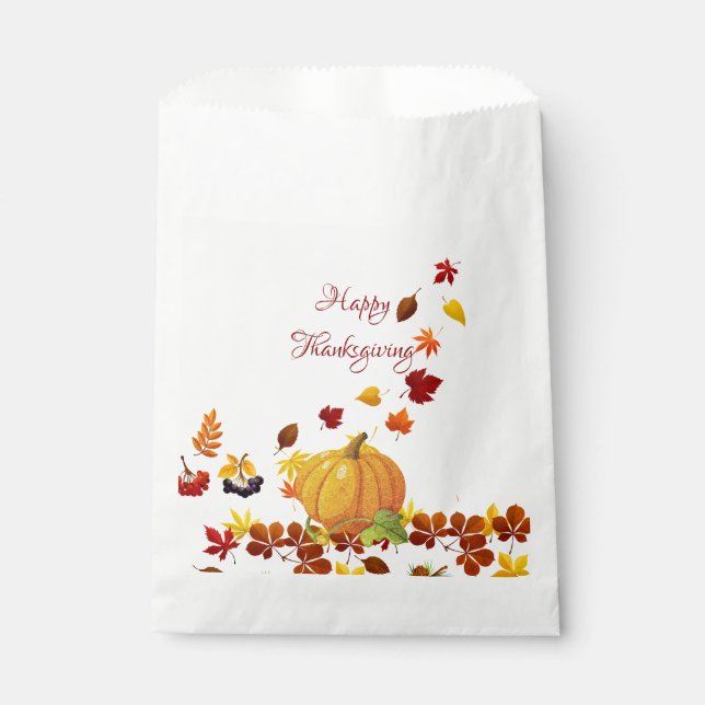 Pumpkin With Leaves Favor Bag (Front)