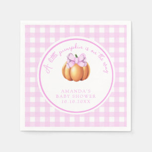 Pumpkin with pink bow in cage baby shower napkins