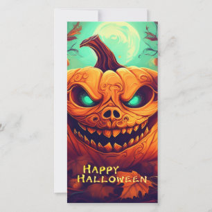 Pumpkin with Scary Face Among Candles, Halloween