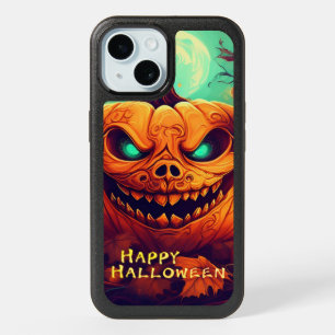 Pumpkin with Scary Face Among Candles, Halloween iPhone 15 Case