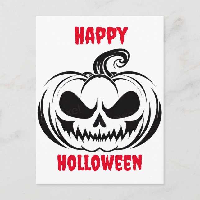 Pumpkin with skull face stencil  postcard (Front)