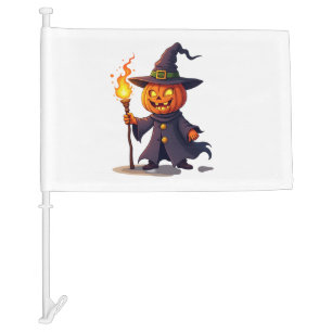 Pumpkin Wizard � Magical Halloween Sorcerer Tee Car Flag