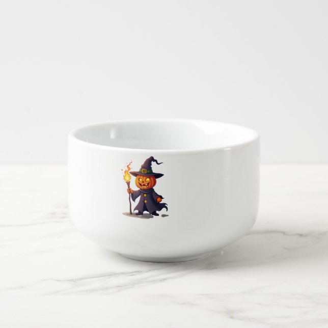 Pumpkin Wizard � Magical Halloween Sorcerer Tee Soup Mug (Front)