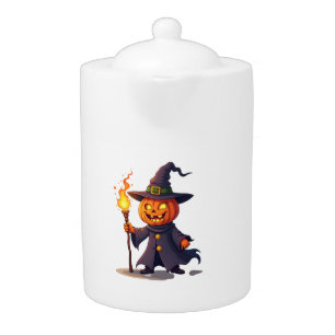 Pumpkin Wizard � Magical Halloween Sorcerer Tee Teapot