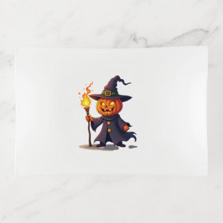 Pumpkin Wizard � Magical Halloween Sorcerer Tee Trinket Tray