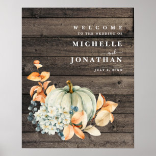 Pumpkin & Wood Wedding Welcome Sign Fall Colors
