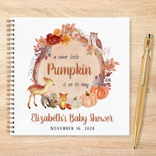 Pumpkin Woodland Animals Baby Shower Guest Book