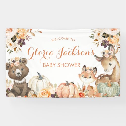 Pumpkin Woodland Baby Shower Large Banner