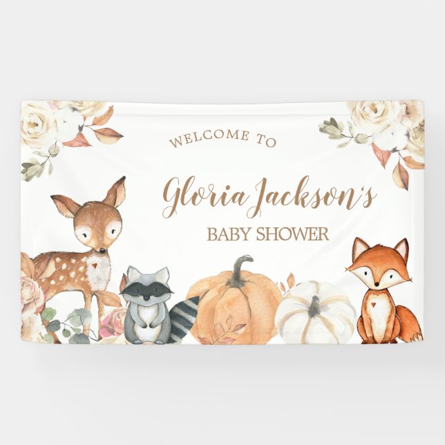 Pumpkin Woodland Baby Shower Large Banner (Horizontal)