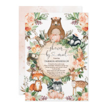 Pumpkin Woodland Wild Animals Shower By Mail Invitation