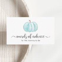 Pumpkin Words Of Advice Baby Boy Shower Enclosure Card