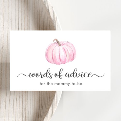 Pumpkin Words Of Advice Baby Girl Shower Enclosure Card