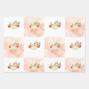 Pumpkin Wrapping Paper Flat Sheet Set of 3