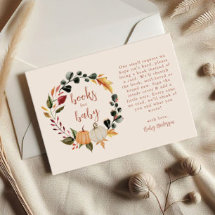 Pumpkin Wreath Baby Shower Books for baby Enclosure Card
