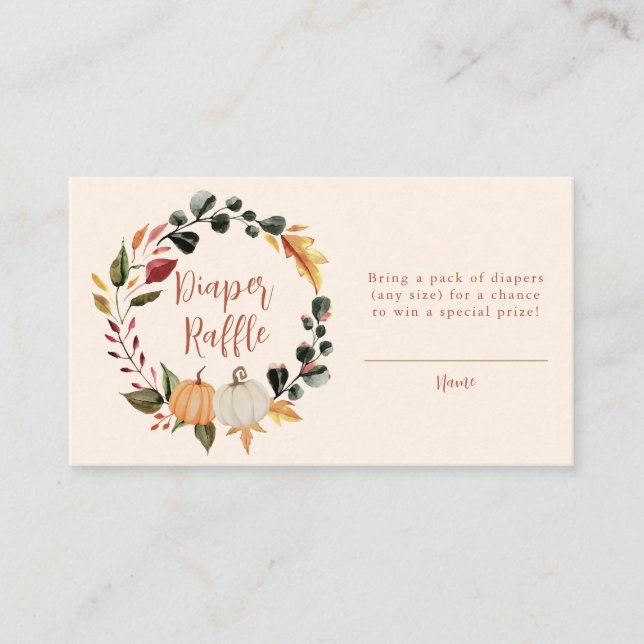 Pumpkin Wreath Baby Shower Diaper Raffle Enclosure Card (Front)