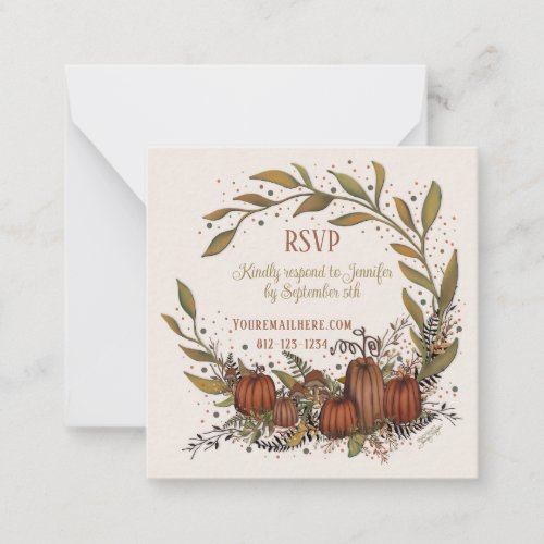 Pumpkin Wreath Inspirivity Wedding Autumn rsvp Note Card