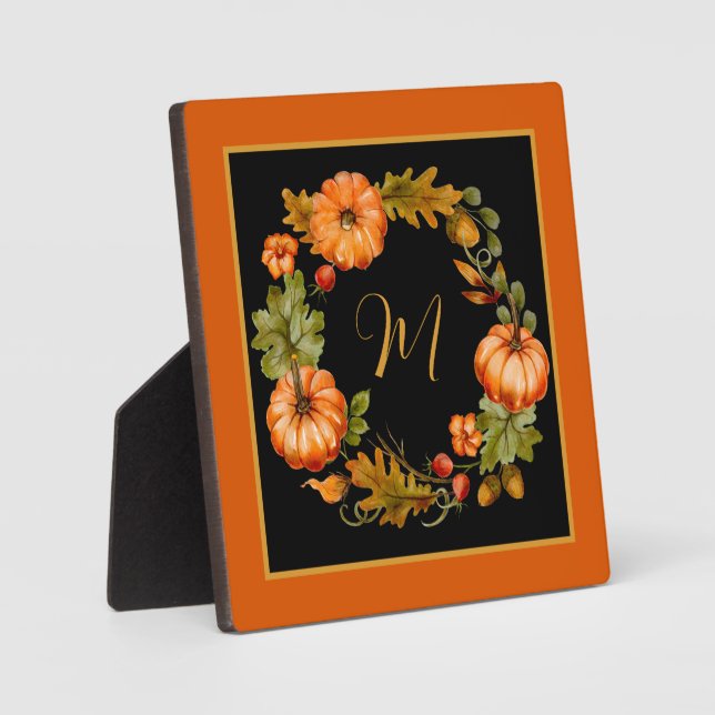 Pumpkin wreath monogram plaque (Front)