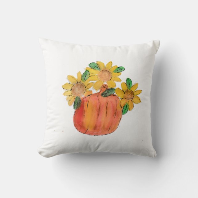 Pumpkin Yellow Sunflowers  Throw Pillow (Front)