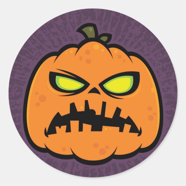 Pumpkin Zombie Classic Round Sticker (Front)